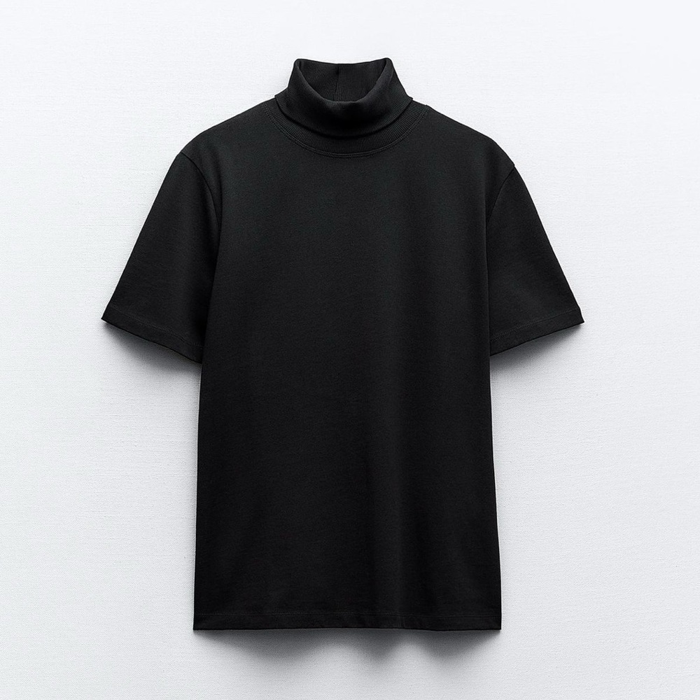 ZARA HEAVY COTTON TURTLENECK BLACK TOP